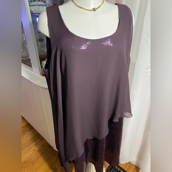 Reitmans Chiffon Poncho Sequins Dress Sz Plus 20 purple - Picture 3 of 13